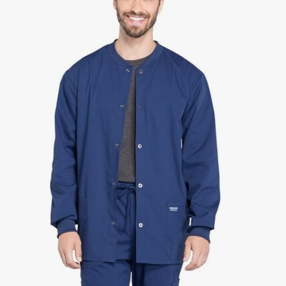 Cherokee Men's Medical Scrub Jacket Snap Front with Long Sleeve WW360 - Large